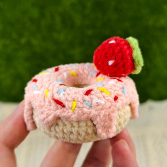 Handmade Amigurumi Crochet Doughnut Plushie - Picture 2 of 3